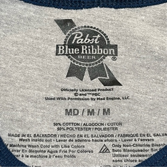 Pabst Blue Ribbon Tank Top Shirt Mens Medium Gray Beer Graphic Tee Sleeveless. - Picture 3 of 3